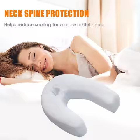 U Shape Pillow Neck Back Pillow Filled with Micro Air Beans Side Sleeper Contour Pillow with Ear Hol