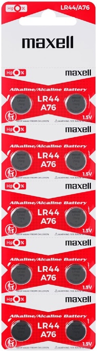 Maxell LR44 (A76) Batteries, 10 Count (775011)