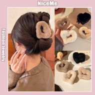 Korean Style Fashion Heart Hair Clip Ladies' High-Grade Plush Hairpin Cute And Versatile Shark Clip 