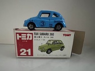 Tomica 21 Fuji Subaru 360 藍色賽車模型