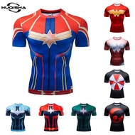 Captain Marvel Wonder Women T Shirt For Men Compression GYM Sportswear Jersey Quick Dry Men Tshirt
