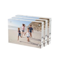 4x6 Acrylic Picture Frames 3 Pack, 20 Thicker Block, Clear Picture Frames Freestanding Double Sided 
