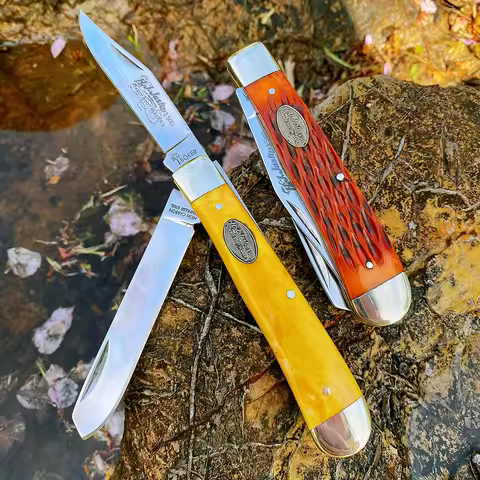 Watchman Trapper Knives High Carbon Steel 1095 Pocket Double Blades Slip Joint Folding Knife Classic