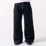 Black x Black Selvedge Denim 14oz Wide Leg Pants - 606 Garb