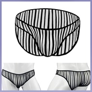 SEL Sexy Mens Striped Underwear Thong Mesh Sheer See-through Pouch Bikini Briefs