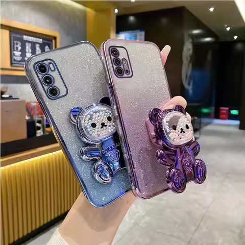 Moto G8 Cute Bear Holder Case On For Motorola Moto E7 G 8 G9 Plus power G9 play g8 Power Cover Moto 