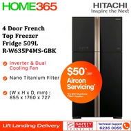 Hitachi 4 Door French Top Freezer Fridge 509L R-W635P4MS