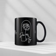 【迪士尼】美女與野獸 永生花素描(Dare To Try)黑色內裏馬克杯