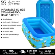 Inflatable Swimming Pool Kids Family Big Size Kids Pool Air Pump 3 Rings Non-slip Bottom Pool Home G