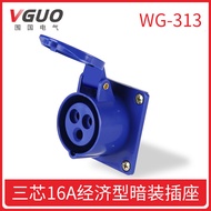 Weiguo Electric WG-313 Industrial Concealed Straight Socket 16a3p Waterproof 2P+E 220V YV6I