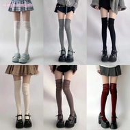 Women Long Socks Casual Over Knee High Knitted Calf Socks Vertical Striped Knee-High Socks