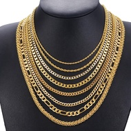 18k Gold Necklace For Men, Stainless Necklace, Gold Plated, Chain Necklace, 24 Inches