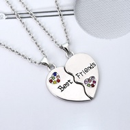 Bestie Friend Necklace Heart Pendant Split Two Crystals Best Friends Necklace Couple Necklace Best F