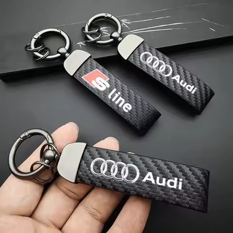Car Logo Keychain Leather Carbon Fiber Keyring For Audi A7 A3 A4 A6 A5 Q5 A1 Q7 Q3 Q4 TT SQ5 RSQ3 RS