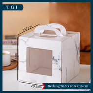 [5 PCS] KOREAN CAKE BOX MARBLE HANDLE CAKE BOX MARBLE WINDOW AESTHETIC KOTAK PACKAGING KUE MEWAH