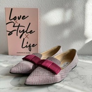 #全網最低✨#打折出清 JIMMY CHOO 紫粉亮色蝴蝶結尖頭平底鞋