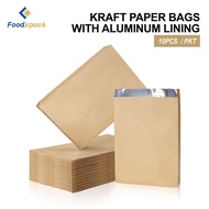 (10pcs) Kraft Paper Bag With Aluminium Foil Lining 牛皮纸铝箔袋