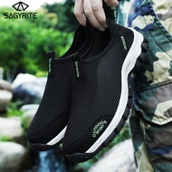 SAGYRITE Walking Shoes for Men Large Size 39-48 Slip-On Outdoor Sports Hiking Shoes Breathable Mesh Wading Shoes Non-Slip Wear-Resistant Rubber Sole