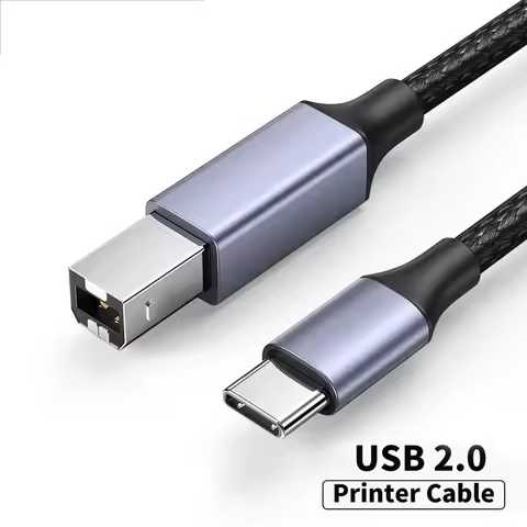 USB Printer Braided Cable USB Type C to USB B 2.0 Male Scanner Cord High Speed Printer Scanner For H