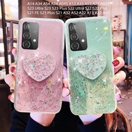 For Samsung Galaxy A15 A35 A05 A14 A34 A54 A24 A04S Bling Glitter Heart Love Phone Holder Case For S