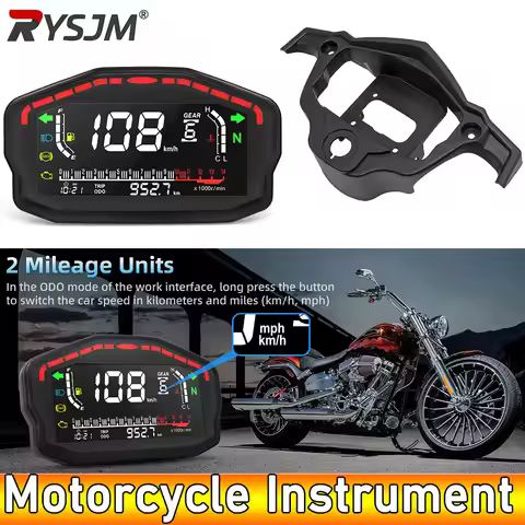 AD Digital Display Instrument Panel 12V Speedometer Motorcycle Bracket Odometer Tachometer with Spee