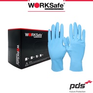 WORKSafe 9 Inch Disposable Nitrile Gloves Powder Free, Blue Disposable Gloves - 100 Pieces