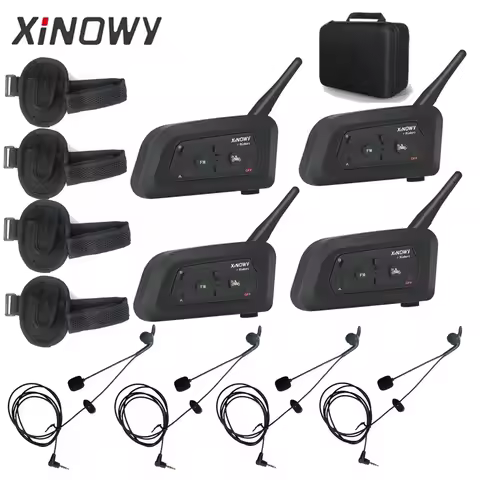 4 User Xinowy V4 Football Referee Intercom Headset 1200M Full Duplex Bluetooth MP3 Headphone Wireles