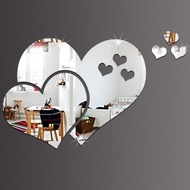 3D Mirror Wall Stickers Love Heart Decal DIY Home Bedroom Art Decor