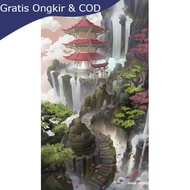 Wall decoration wall decoration waterfall temple scenery frame size 65Bu45