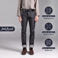 กางเกงยีนส์ผ้าดิบริมแดงผู้ชาย Jack Russel Meisterwerk J-RIM8 Slim Fit Black & Red Selvedge Unsanfori