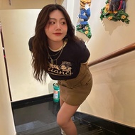 Yuandamin Gossip Girl Slightly Fat mm American Retro Hot Girl Printed Shoulder T-Shirt Women Summer 