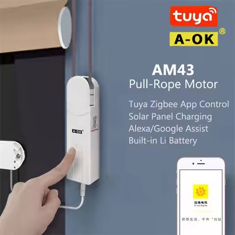 A-OK AM43 Bead Chain Pull-Rope Blind Motor,Tuya Zigbee Smart App,Voice Control via Alexa Google,Upgr