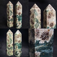 🔥Actual Product🔥Madagascar Flower Rhyolite Green Flower Jasper Crystal Energy Tower马达加斯加绿花碧玉石晶柱子