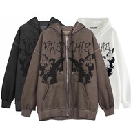 Winter y2k Hoodies Grunge Clothes Gothic Tops Aesthetic Vintage Clothing Emo Zipper Pullover Fairy J