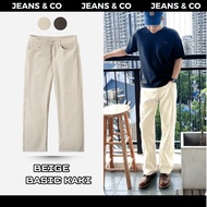 Men's BEIGE BASIC KAKI JEANS - JEANS & CO -- REGULAR KAKI PANTS BEIGE