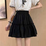 Skirts Women's Summer Korean Style New High Waisted Midi Skort Thin Elastic High Waist Ruffle Short Skirt