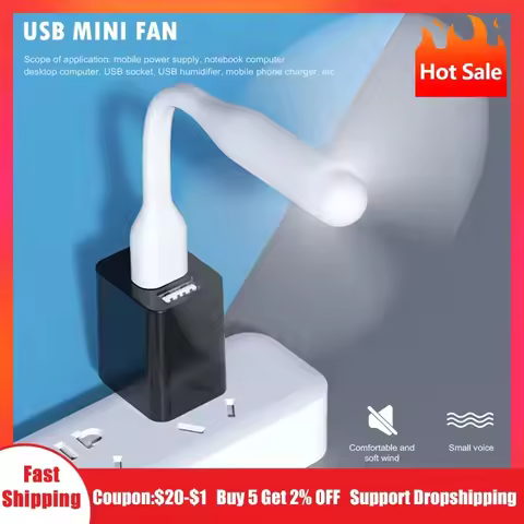 Mini USB Fan Flexible Bendable Cooling Fan For Power Bank Laptop PC AC Charger Portable Hand Fan Com