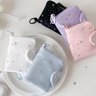 9.2×10.8cm Dacron Star Print Coin Purse With Key Ring Snap Closure Mini Zipper Pocket Wallet E3o0
