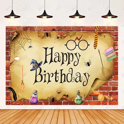 Birthday Party Backdrop Cartoon Wizard Castle Magic Academy 9 3/4 Platform Background Children Baby 