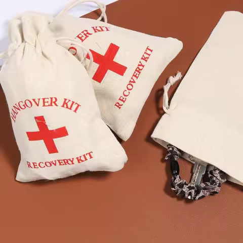 Hangover Packaging Drawstring Cotton Bags, Jewelry Storage Drawstring Pouches, Bachelor Party Gift B