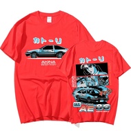 เสื้อยืดแขนสั้นลําลอง คอกลม พิมพ์ลายการ์ตูนอนิเมะ Fujiwara Takumi Drift AE86 Initial D สองด้าน แฟชั่นญี่ปุ่น สําหรับผู้ชาย และผู้หญิง