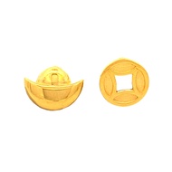 FA6 Top Cash Jewellery 916 Gold Ancient Coin & Ingot Stud Earrings