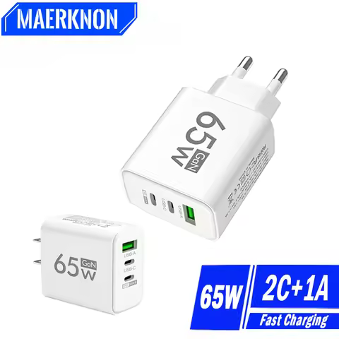 Total 65w GaN UsB Charger 3 Ports fast Charging Type C Adapter Mobile phone Quick charger for lphone