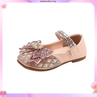 Spring Autumn Girl Princess Shoes Rhinestone Bow Tie Kids Leather Shoe Fashion Causal Sequins Childr