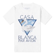 CASABLANCA Triangle White Swan Letter Printing Loose Relaxed Pure Cotton Short Sleeve T-shirt for Men and Women Summer