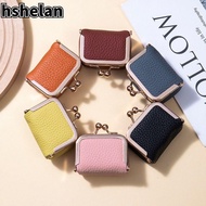 HSHELAN Storage Bag - Small Genuine Leather Wallet with Kiss Lock