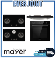 Mayer MMGH792HE 2 Burner / MMGH793HE 3 Burner [76cm] Gas Hob + Mayer MMSI903OT [90cm] Semi-Integrated Hood with Oil Tray + Mayer MMDO8R [60cm] Built-in Oven with Smoke Ventilation System Bundle Deal!!