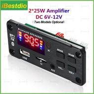 12V 2*25W Amplifier Bluetooth5.0 Decoding Board Module Wireless Car USB Mp3 Player Bluetooth TF Card Slot/FM/Remote