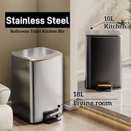 10L/18L Premium Stainless Steel Tall & Thin Pedal Trash Can Bathroom Toilet Kitchen Bin