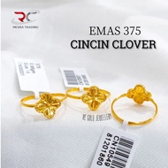 CINCIN CLOVER PAHAT EMAS TULEN 375 CN BUNGA KIKIR EMAS 375 CN BAJET EMAS 375 SIMPLE FASHION GOLD RIN